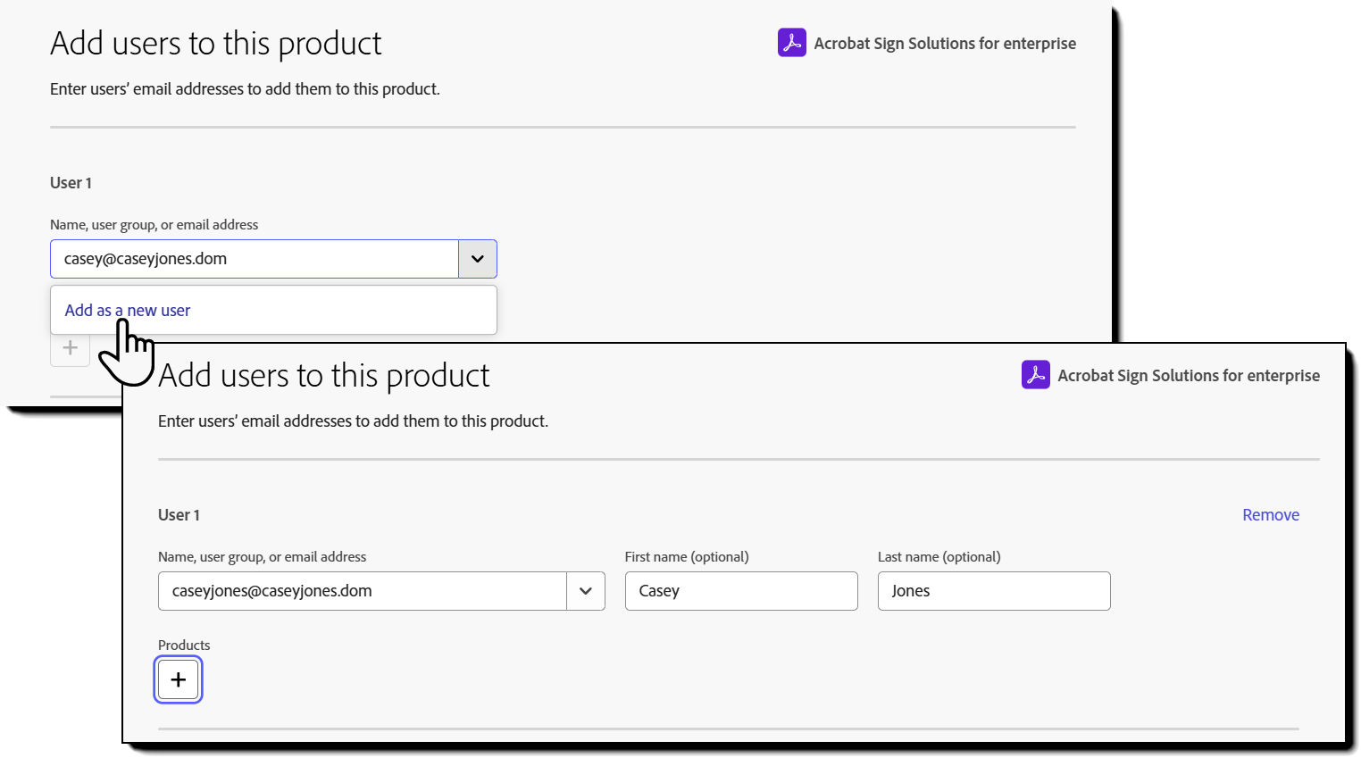 The Add user interface showing the Add new user link