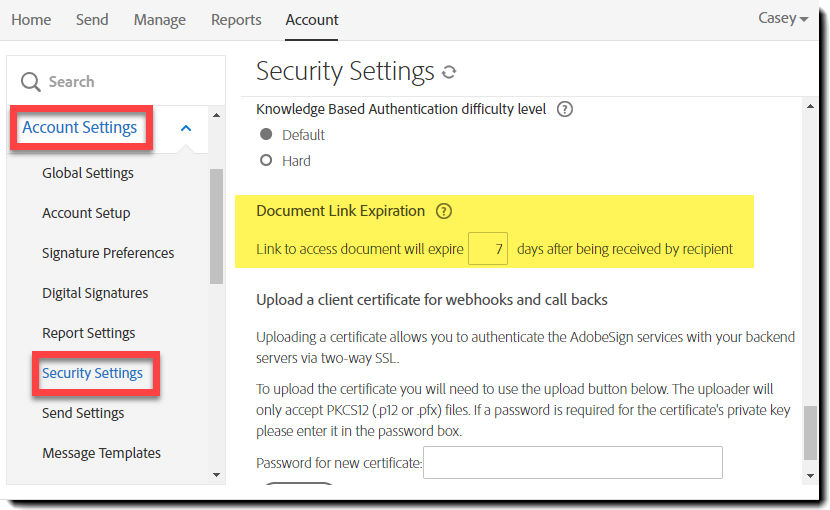 Document link expiration controls