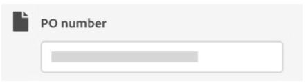 Purchase order number field showing where to enter the PO number for reseller purchases.