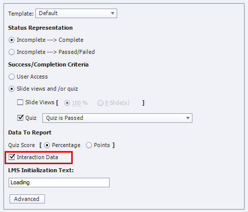 Quiz reporting settings