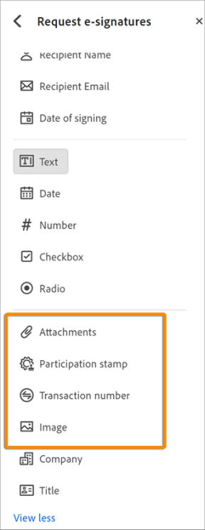 New form fields in agreements