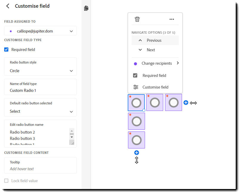 Radio button Field