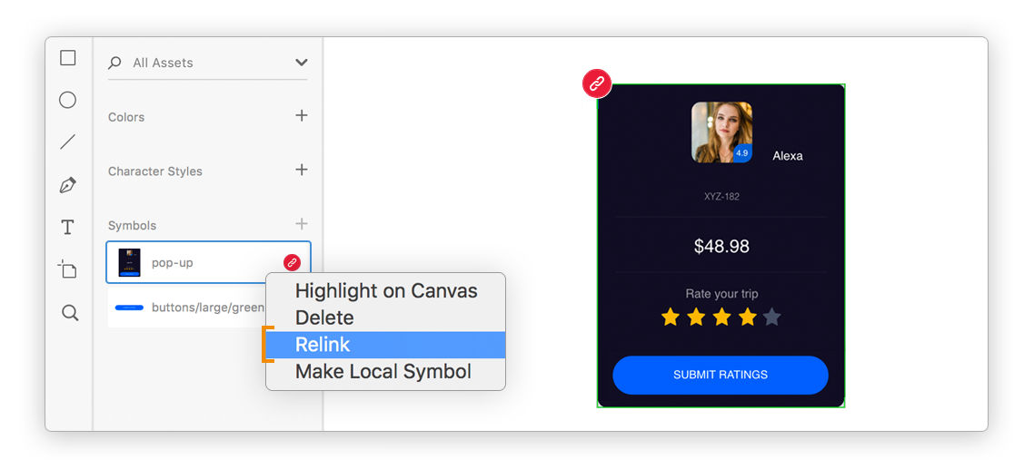Réédition des liens manquants dans les symboles liés