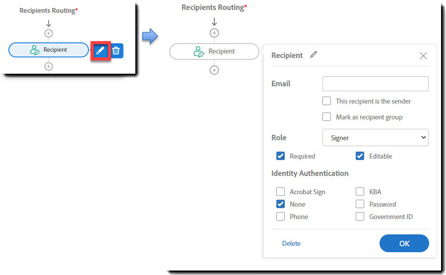 Recipient configuration