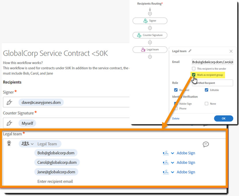 Configure a recipient group