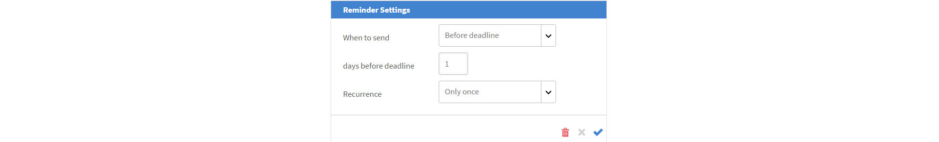 Configure the reminder settings for your session