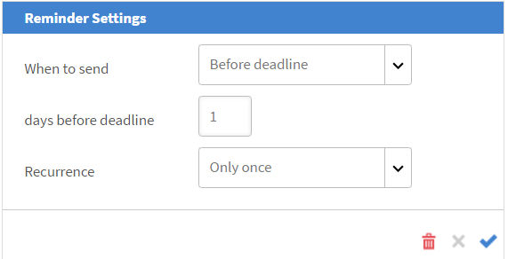 Configure the reminder settings for your session