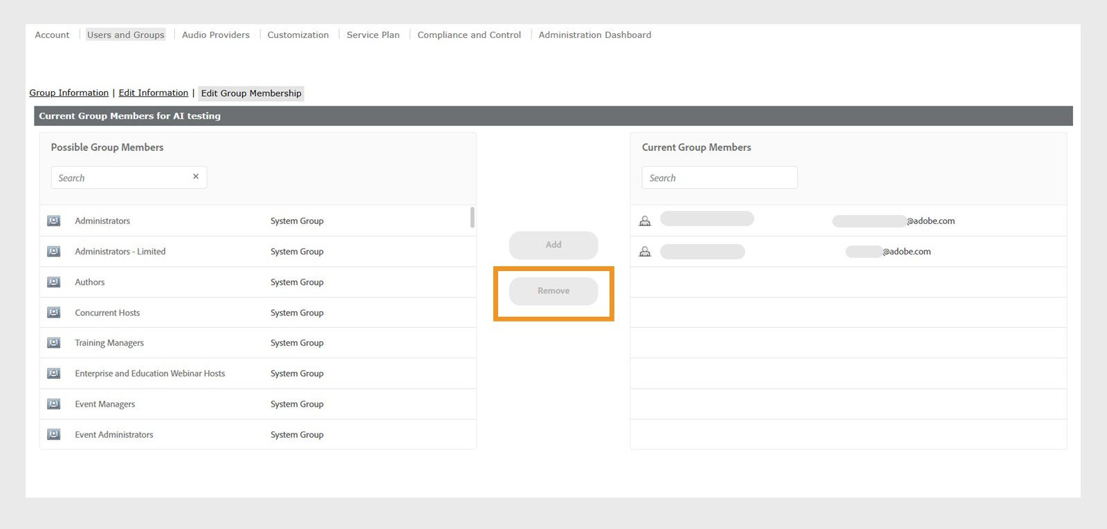 Remove the group membership
