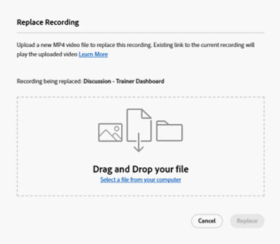 Replace recording modal