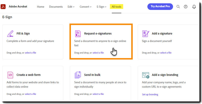 Request e-signatures from All tools