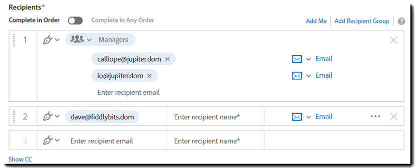 Require recipient name not required in recipient groups