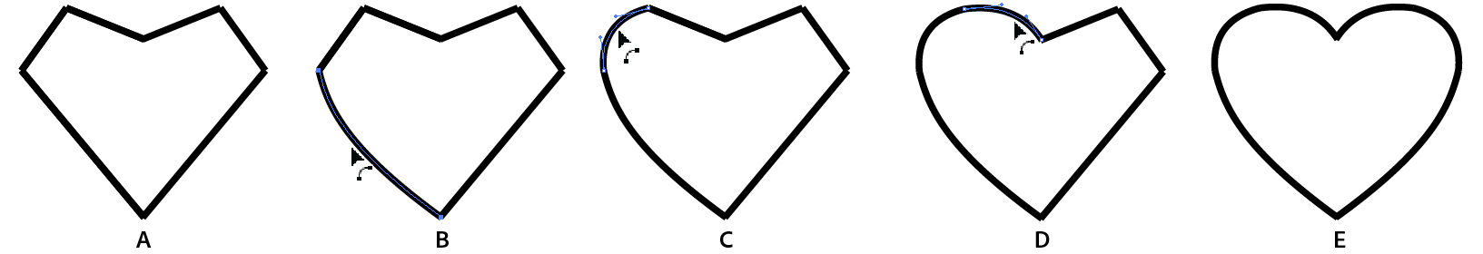 A combination of the path segments, reshaped using the Pen tool