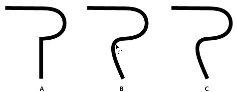 Reshaping a line segment with the Anchor Point tool