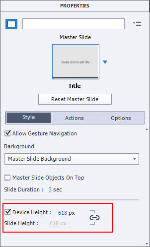 Responsive slide properties