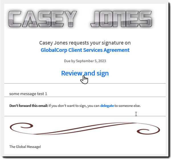 Review and sign button