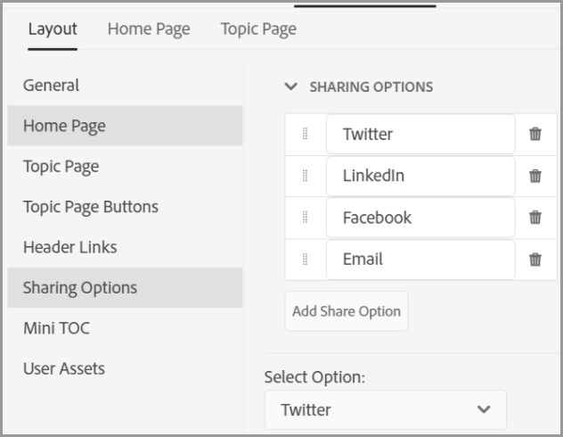 Options de partage