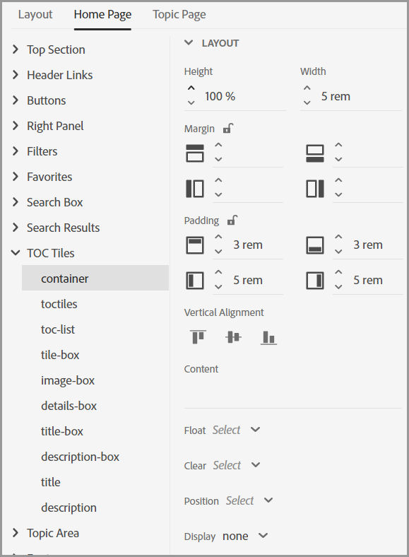 Toc tiles container