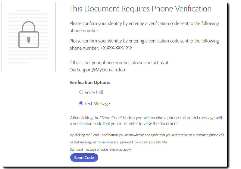 Phone authentication challenge