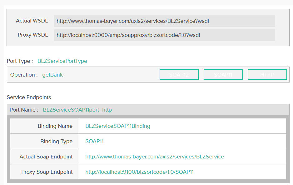 Actual and proxy WSDL