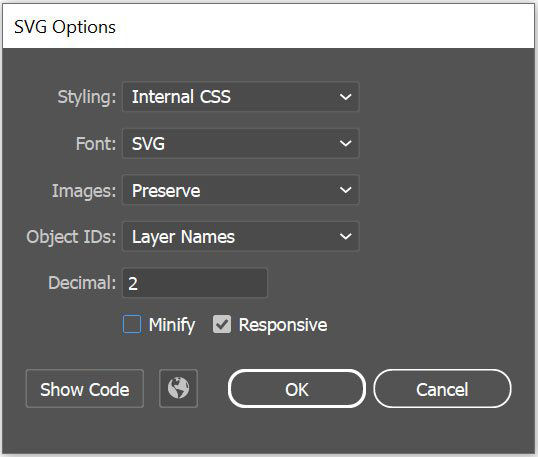 SVG export options