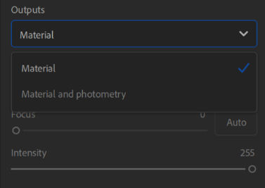 possible outputs of the captis workflow: material or material and photometry