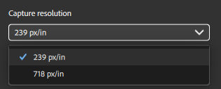 Capture resolution possibilities (full or preview)
