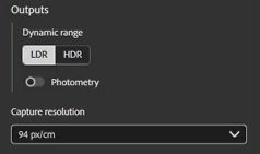 possible outputs of the captis workflow: material or material and photometry