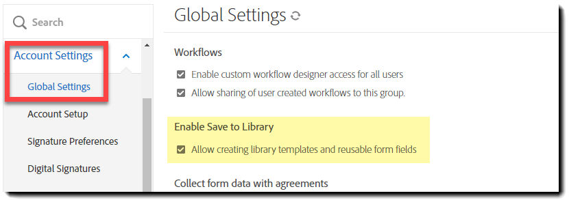 Enable Save to Library controls