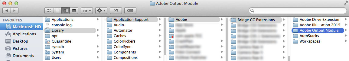 Adobe Output Module folder location