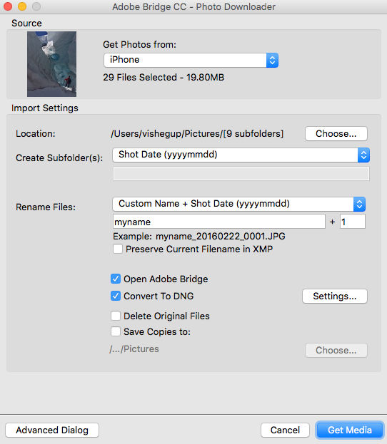 Adobe Bridge Photo Downloader