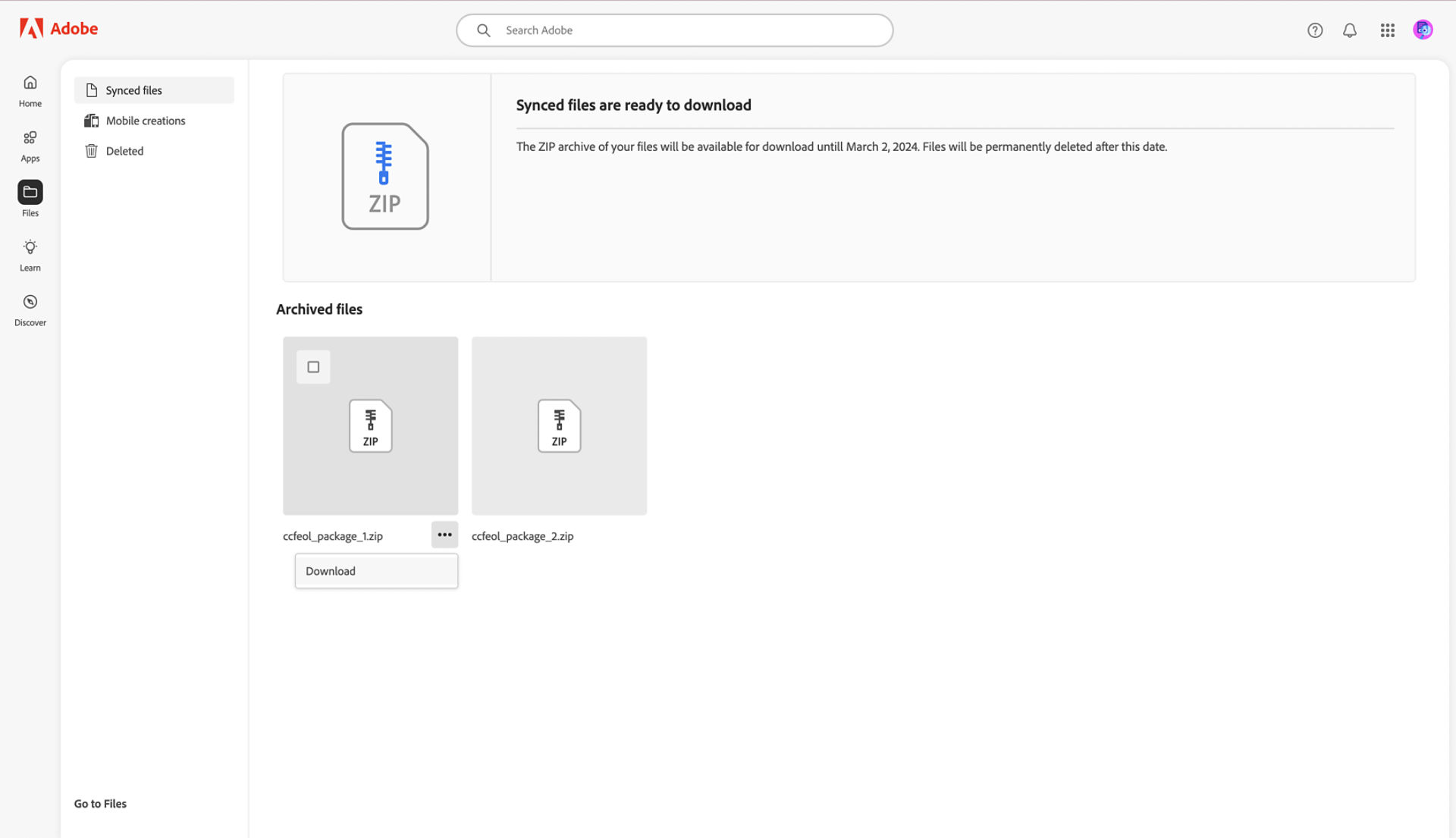 Afzonderlijke zipbestanden op de desktop