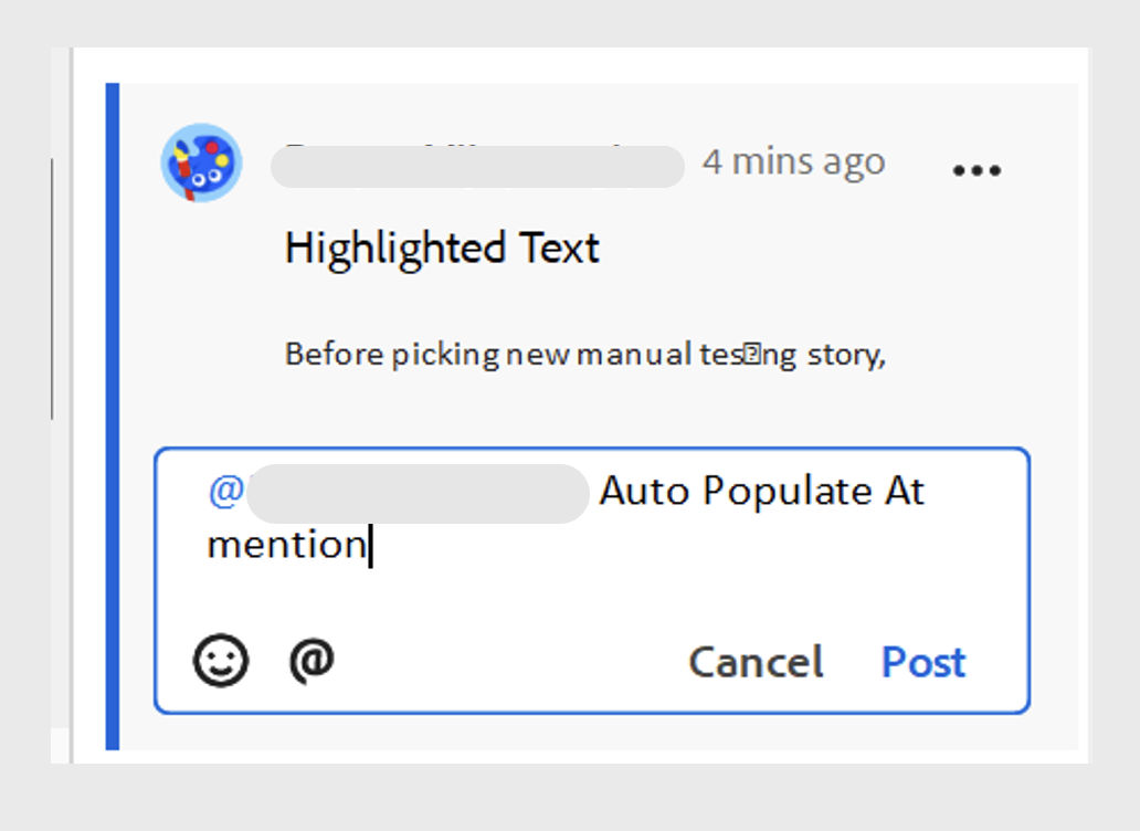 Auto populate mention feature in Acrobat