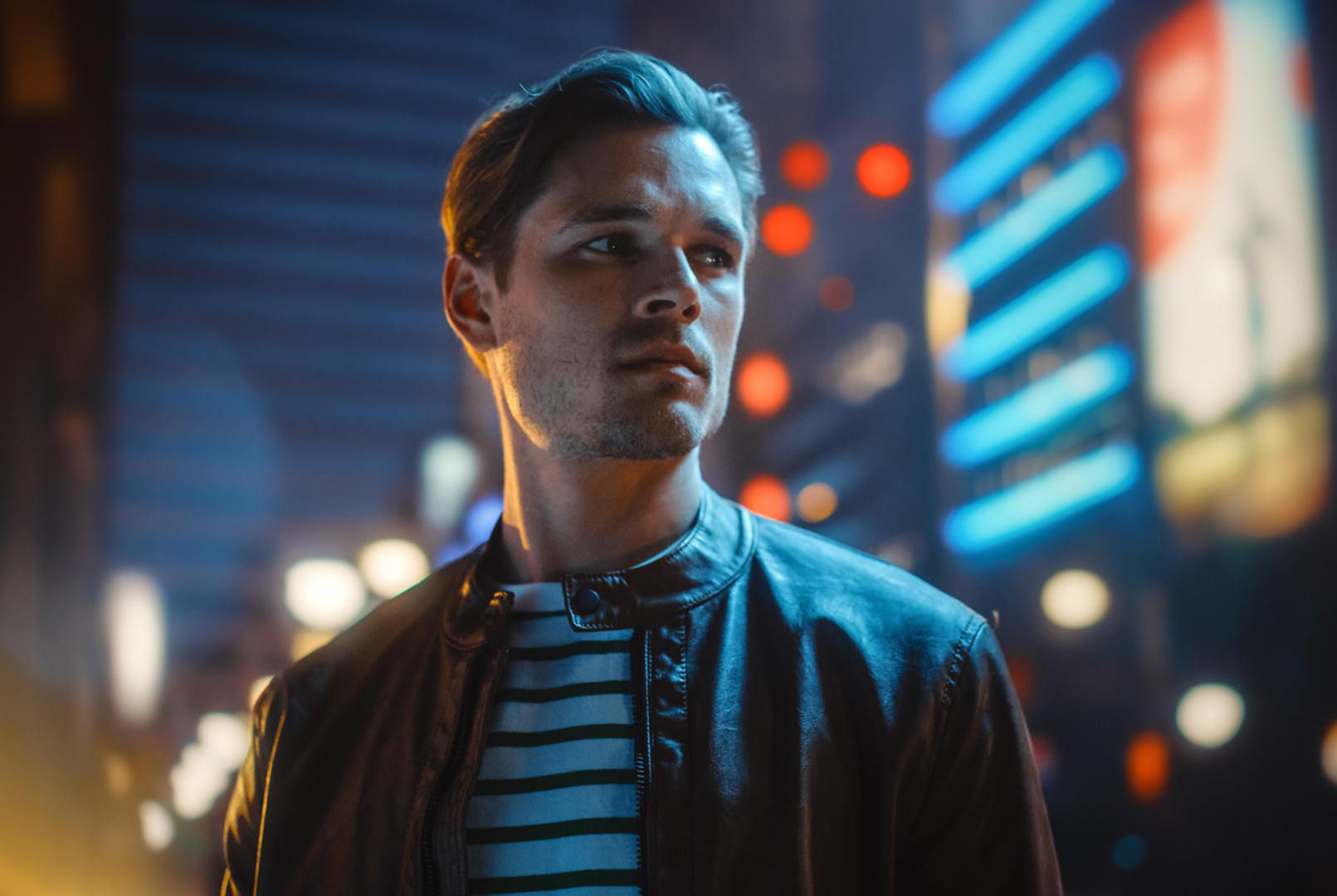 Screenshot of a sample photo, an Adobe Stock image of a man.