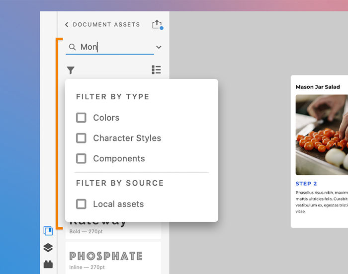 Search and filter assets
