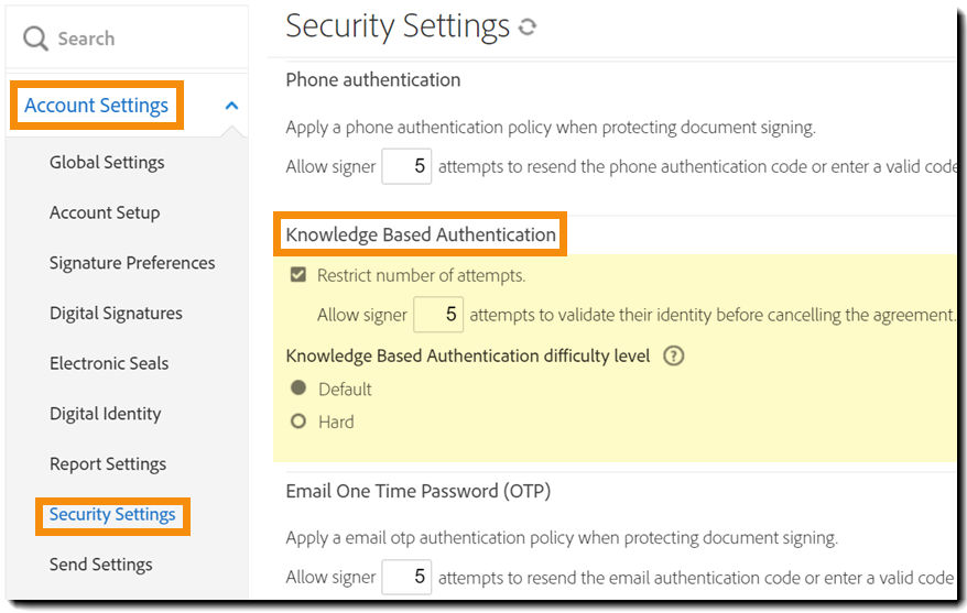 KBA security controls