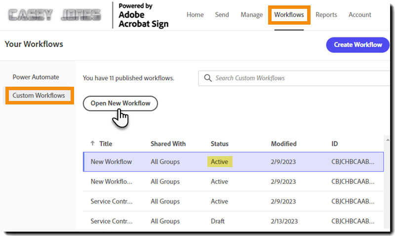 Select a Draft status workflow