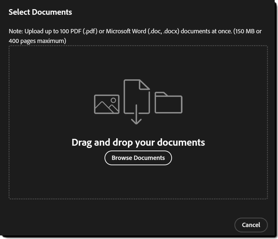 The file picker panel