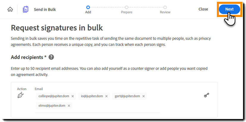 Completed configuration of Send In Bulk transaction