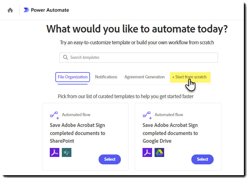 Select Start from Scratch