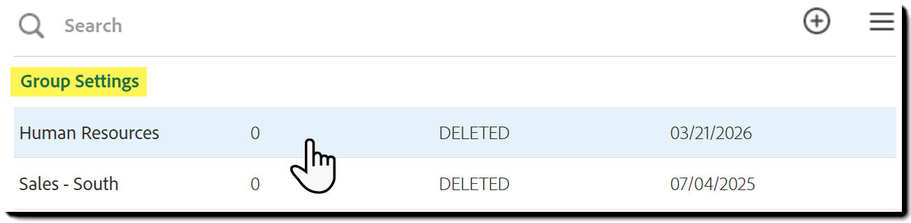 The Groups tab with the group selected and the "Group Settings" link exposed