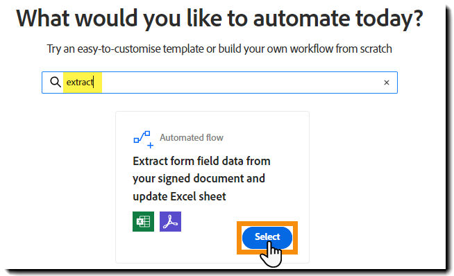 The Create Workflow page showing the search results and the Start button highlighted