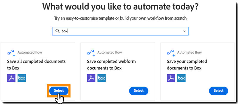 The Create Workflow page showing the search results and the Start button highlighted