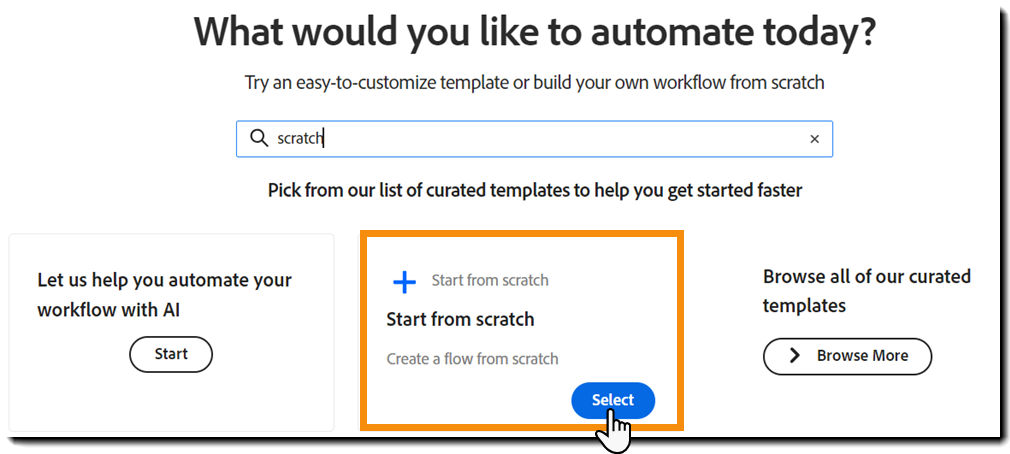 Select Start from Scratch