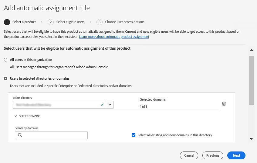 Select the directory from the avaialble drop down list.