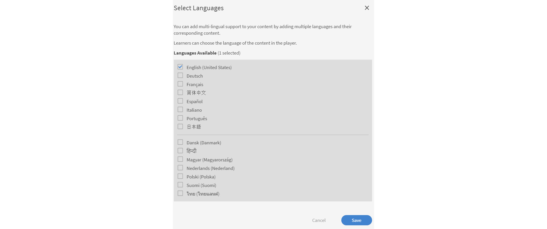 Select the languages that you want to add