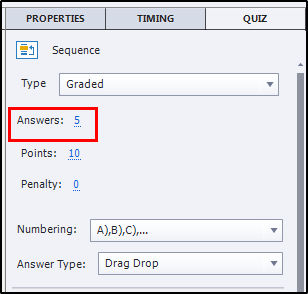 Sequence answers options to add