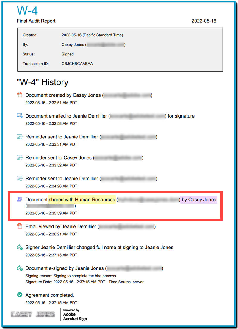 Log sharing events