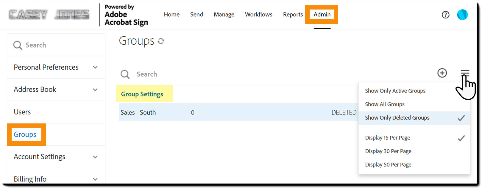 Show Deleted groups