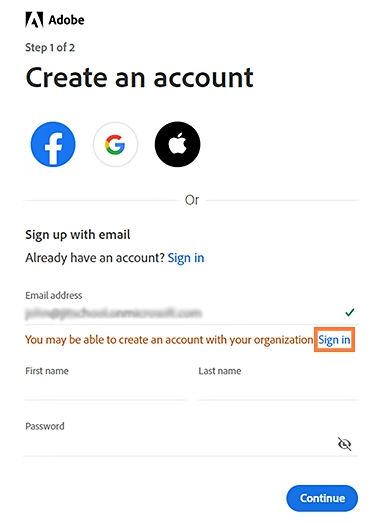 Sign in with SSO to create an account with your organization.