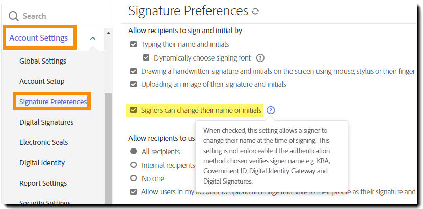 Require recipient name - conflicting setting